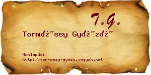 Tormássy Győző névjegykártya